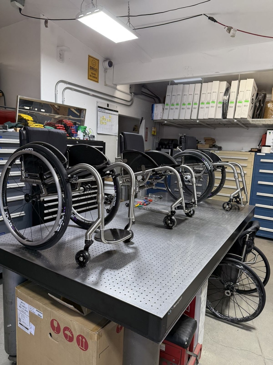 A custom HOC wheelchair configured around its rider.