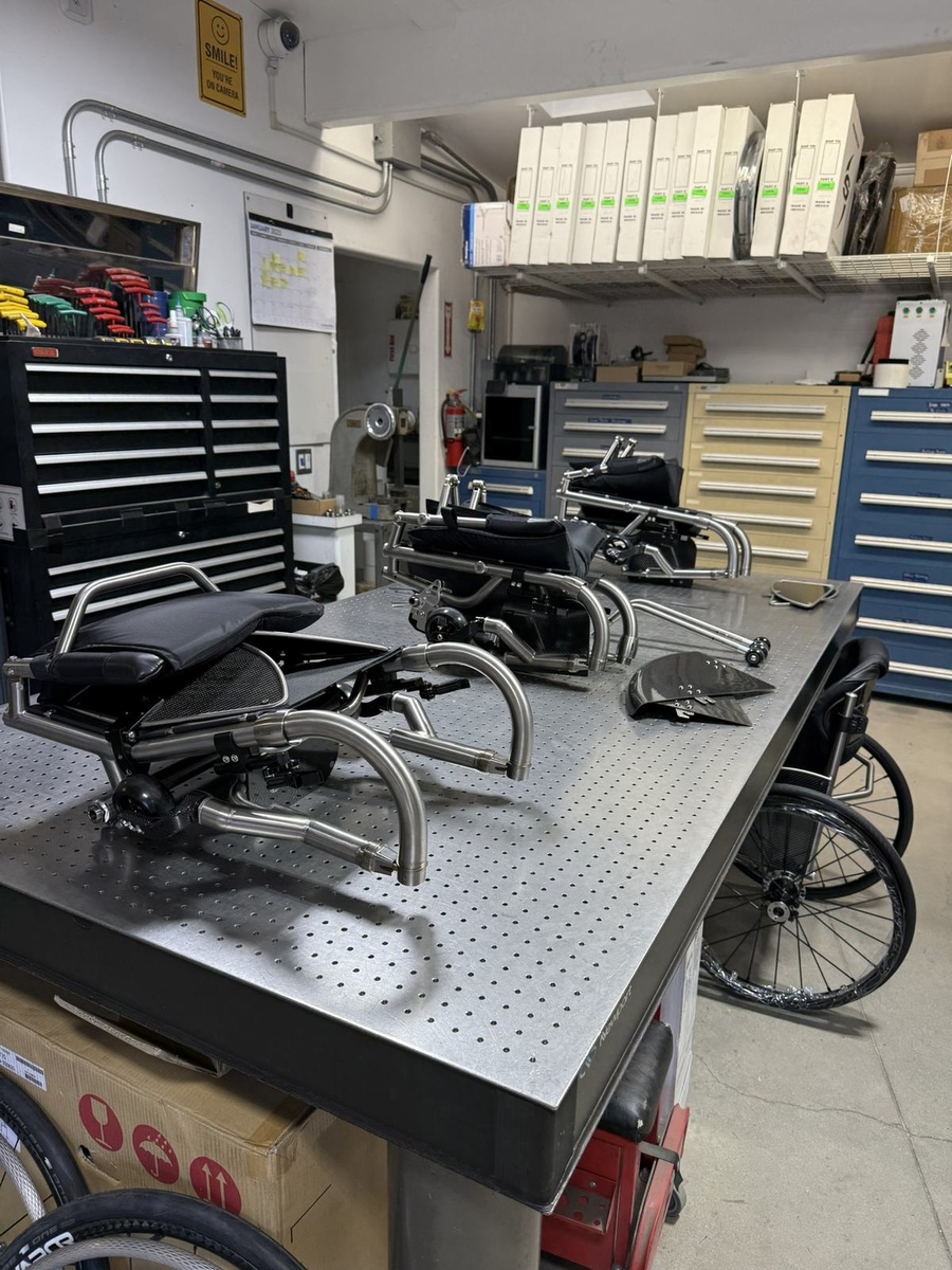 A custom HOC wheelchair configured around its rider.