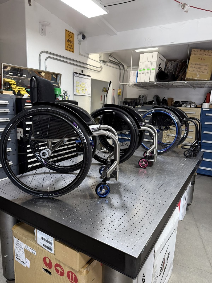 A custom HOC wheelchair configured around its rider.