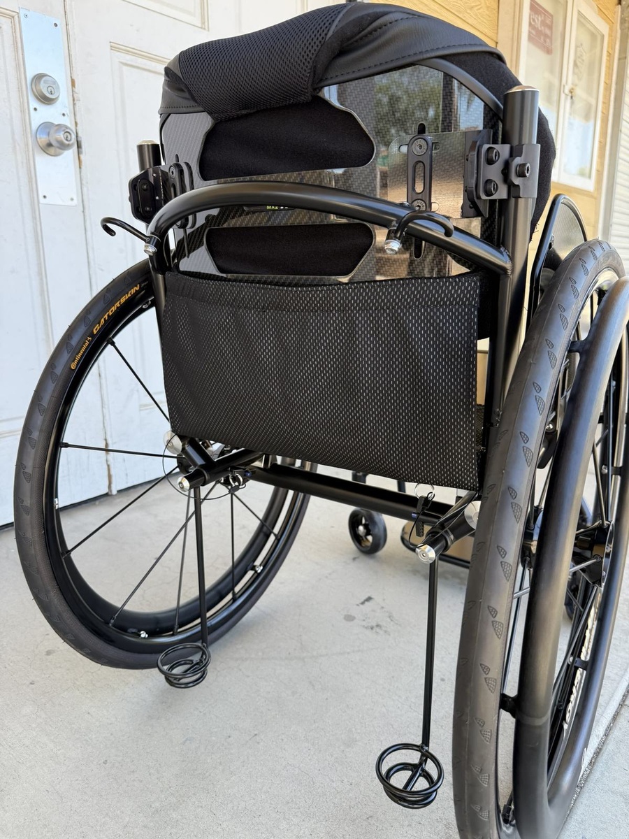A closer look at HOC wheelchair components and fabrication details.