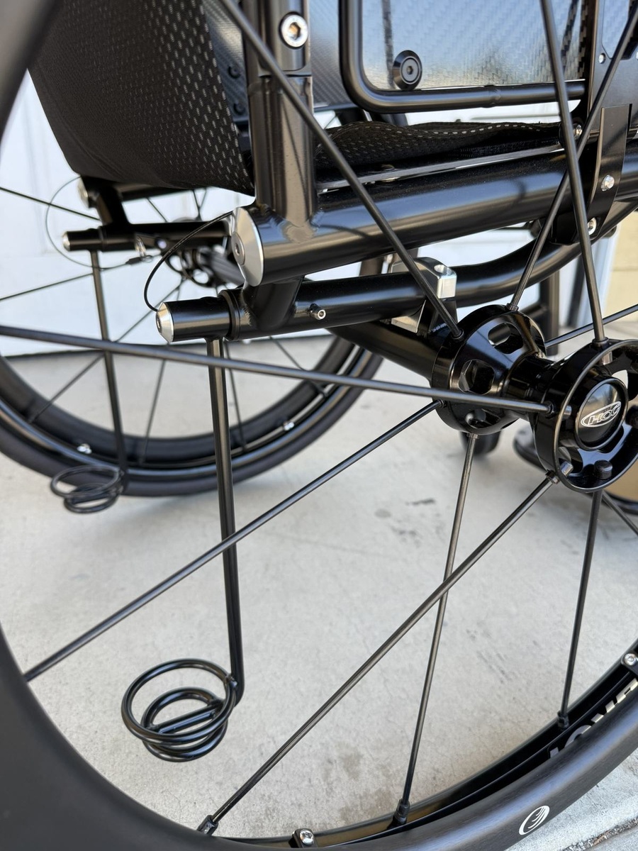 A closer look at HOC wheelchair components and fabrication details.