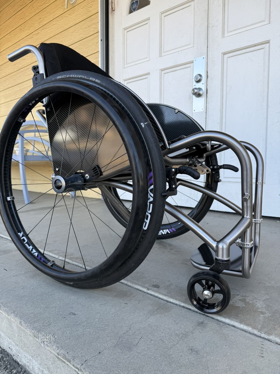 A closer look at HOC wheelchair components and fabrication details.