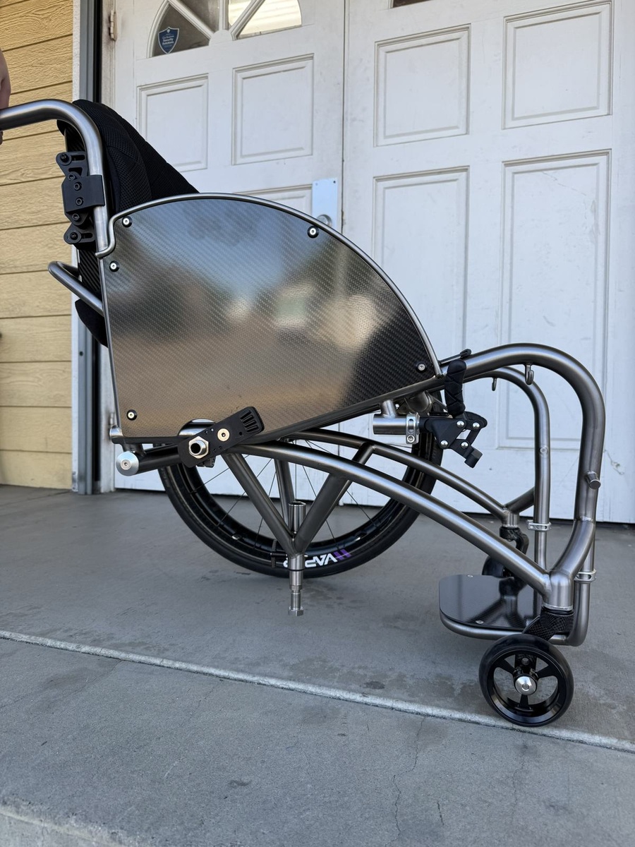 A closer look at HOC wheelchair components and fabrication details.