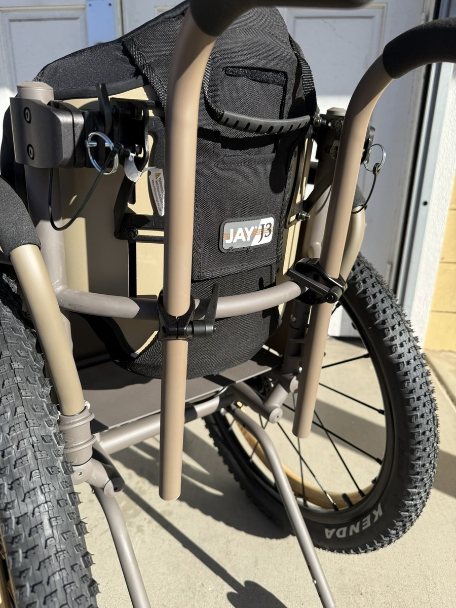 A closer look at HOC wheelchair components and fabrication details.