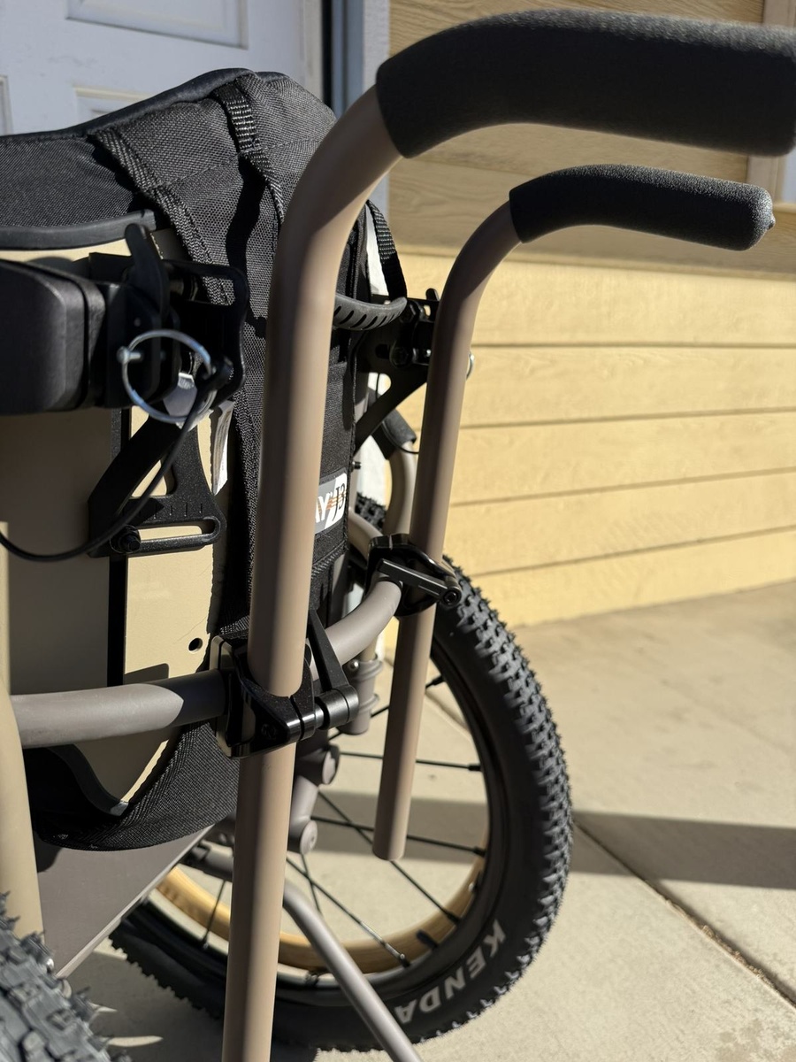 A closer look at HOC wheelchair components and fabrication details.