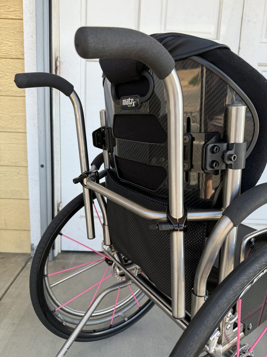 A closer look at HOC wheelchair components and fabrication details.