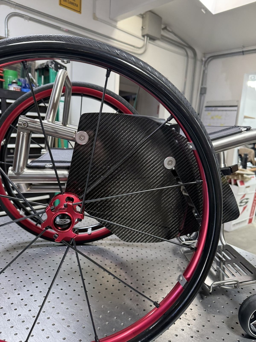 A closer look at HOC wheelchair components and fabrication details.