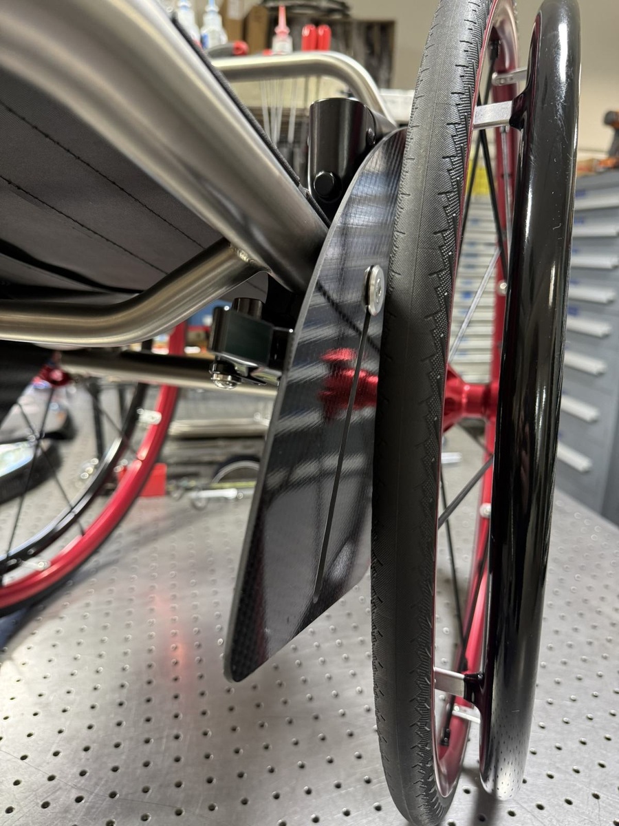 A closer look at HOC wheelchair components and fabrication details.