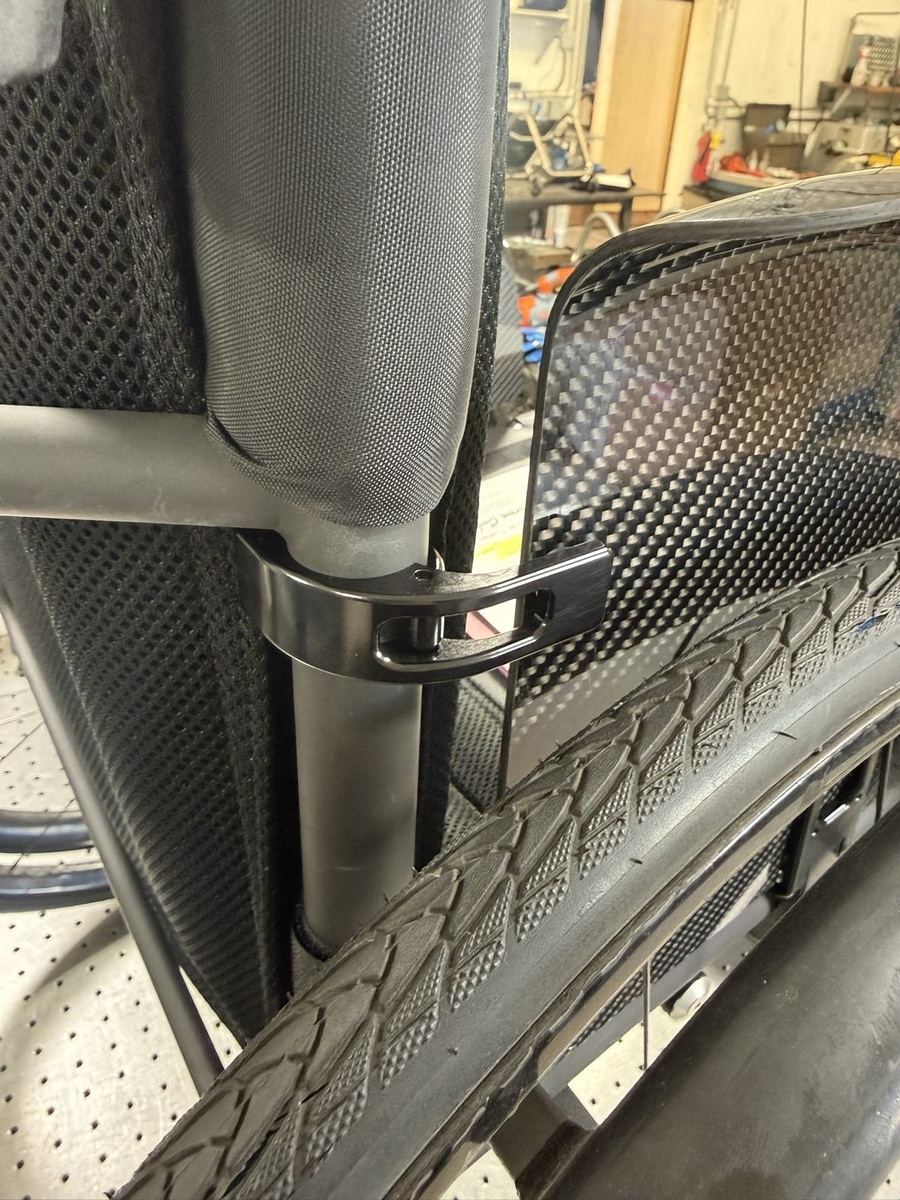 A closer look at HOC wheelchair components and fabrication details.