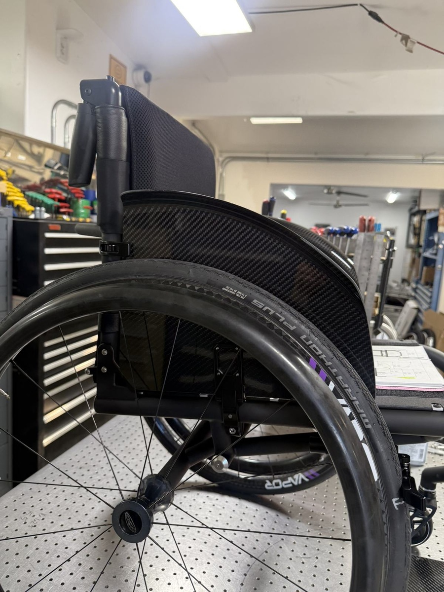 A closer look at HOC wheelchair components and fabrication details.