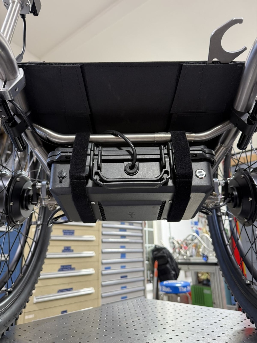 A closer look at HOC wheelchair components and fabrication details.