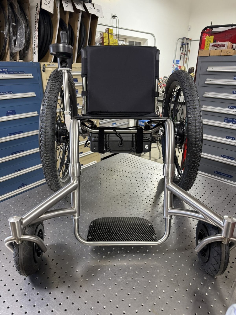 A closer look at HOC wheelchair components and fabrication details.